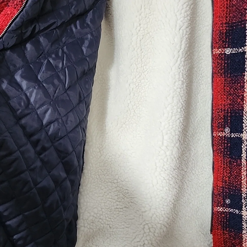 Levi's Wool Blend Oversized Plaid Sherpa Shirt Shacket Size XL